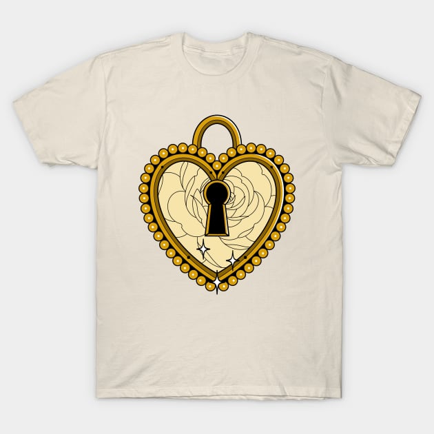 Heart Padlock T-Shirt by Old-Neo Tradicional Art's